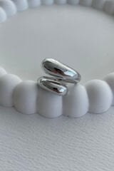 Özel Seri İthal Cilalı Damla Model Bombe Tasarım Ayarlanabilir Kadın Çelik Yüzük