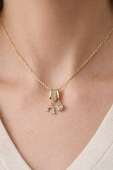 Zarif Gökkuşağı Baget Zirkon Taş Tasarım Renk Atmaz Kararmaz Kadın Çelik Kolye