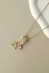 Zarif Gökkuşağı Baget Zirkon Taş Tasarım Renk Atmaz Kararmaz Kadın Çelik Kolye