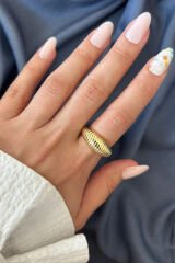 Yeni Sezon Textura Tasarım Ayarlanabilir Kadın Yüzük