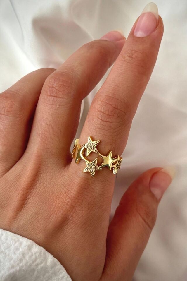 Yeni Sezon Luciddream Çoklu Yeni Yıldız Tasarım Ayarlanabilir Kadın Yüzük Gold