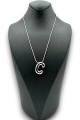 Yeni Sezon İthal Seri Balon Tasarım Gümüş Renk C Harfi 45 Cm Çelik Kadın Kolye