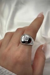 Yeni Sezon Nokta Tasarım Bombeli Cilalı Model Ayarlanabilir Kadın Çelik Yüzük