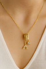 Zarif Gökkuşağı Baget Zirkon Taş Tasarım Renk Atmaz Kararmaz Kadın Çelik Kolye