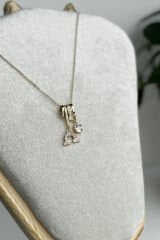 Zarif Gökkuşağı Baget Zirkon Taş Tasarım Renk Atmaz Kararmaz Kadın Çelik Kolye