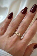 Yeni Sezon Baget Tek Taş Tasarım Ayarlanabilir Kadın Çelik Yüzük