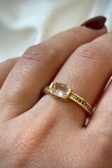 Yeni Sezon Baget Tek Taş Tasarım Ayarlanabilir Kadın Çelik Yüzük