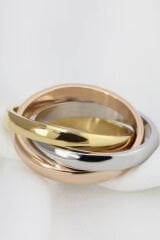 Premıum Seri Trinity Tasarım 3'lü İç içe Geçmiş Numaralı Kadın Çelik Stres Yüzüğü