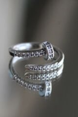 Yeni Sezon Zirkon Taşlı Çivi Model Ayarlanabilir Kadın Yüzük