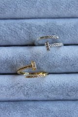 Yeni Sezon Zirkon Taşlı Çivi Model Ayarlanabilir Kadın Yüzük