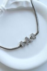 İthal Seri A Harfi Balık Sırtı Zincirli Kadın Çelik Bileklik Kararmaz Renk Atmaz