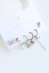 6 Lı Gül Tasarım Kararmaz Renk Atmaz Çoklu Kadın Çelik Küpe