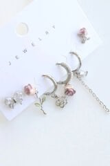 6 Lı Gül Tasarım Kararmaz Renk Atmaz Çoklu Kadın Çelik Küpe