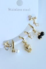 6 Lı Kiraz Tasarım Kararmaz Renk Atmaz Çoklu Kadın Çelik Küpe