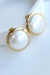 Premium Seri Düğme Tasarım Kararmaz Renk Atmaz Kadın Çelik Küpe