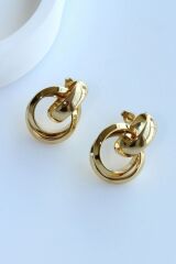 Premium Seri Çoklu Halka Tasarım Kararmaz Renk Atmaz Kadın Çelik Küpe