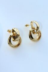 Premium Seri Çoklu Halka Tasarım Kararmaz Renk Atmaz Kadın Çelik Küpe