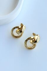 Premium Seri Çoklu Halka Tasarım Kararmaz Renk Atmaz Kadın Çelik Küpe