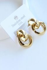 Premium Seri Çoklu Halka Tasarım Kararmaz Renk Atmaz Kadın Çelik Küpe