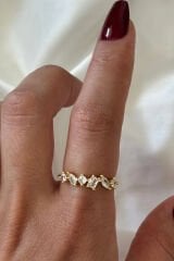 İthal Seri Karışık Zarif Zirkon Taşlı Ayarlanabilir Kadın Çelik Yüzük