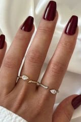 İthal Seri Zarif Zirkon Taşlı Damla Tasarım Ayarlanabilir Kadın Çelik Yüzük