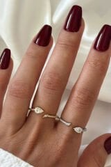 İthal Seri Zarif Zirkon Taşlı Damla Tasarım Ayarlanabilir Kadın Çelik Yüzük