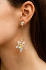 VIP Seri Sallantılı Zirkon Taşlı Yıldız Tasarım Kadın Çelik Küpe