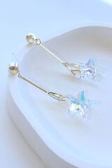 VIP Seri Sallantılı Zirkon Taşlı Yıldız Tasarım Kadın Çelik Küpe