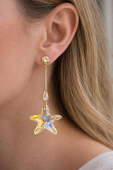 VIP Seri Sallantılı Zirkon Taşlı Yıldız Tasarım Kadın Çelik Küpe