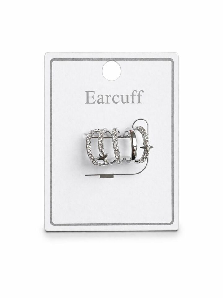 Çoklu Görünüm Zirkon Taşlı Minik Yıldızlı Model Earcuff Kıkırdak Küpe