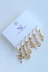 6 Lı Sol Anahtarı Balerin Gitar Tasarım Kararmaz Renk Atmaz Çoklu Kadın Çelik Küpe