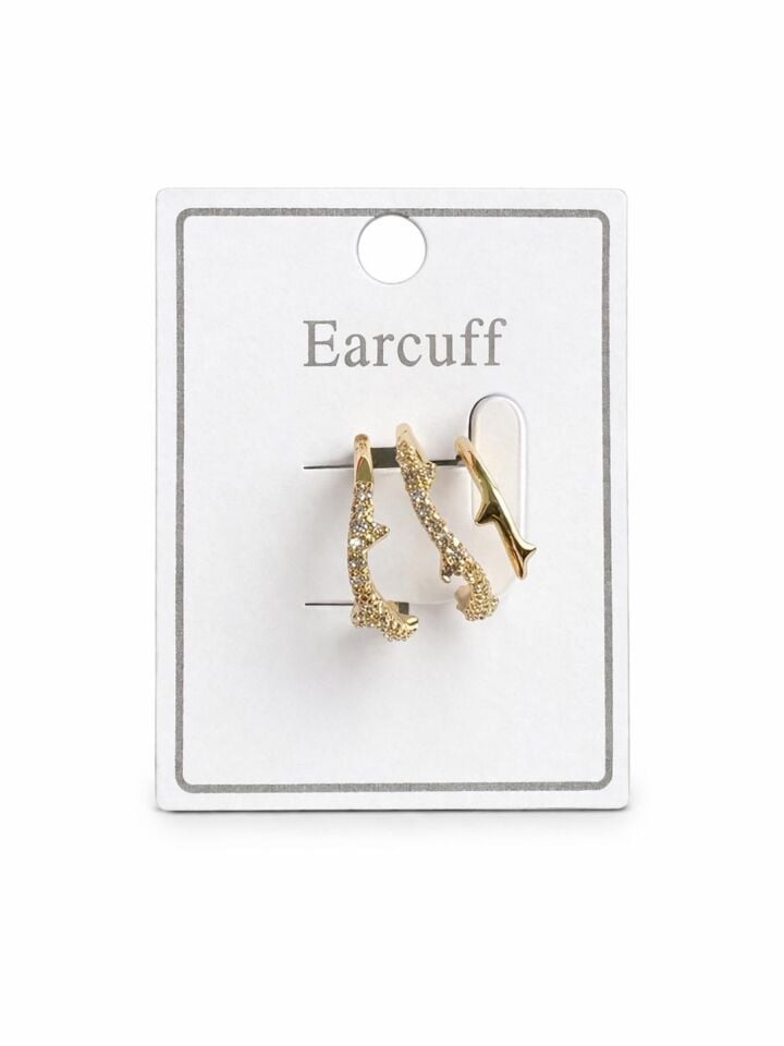 Çoklu Görünüm Zirkon Taşlı Sarmaşık Model Earcuff Kıkırdak Küpe