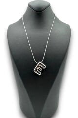 Yeni Sezon İthal Seri Balon Tasarım Gümüş Renk E Harfi 45 Cm Çelik Kadın Kolye