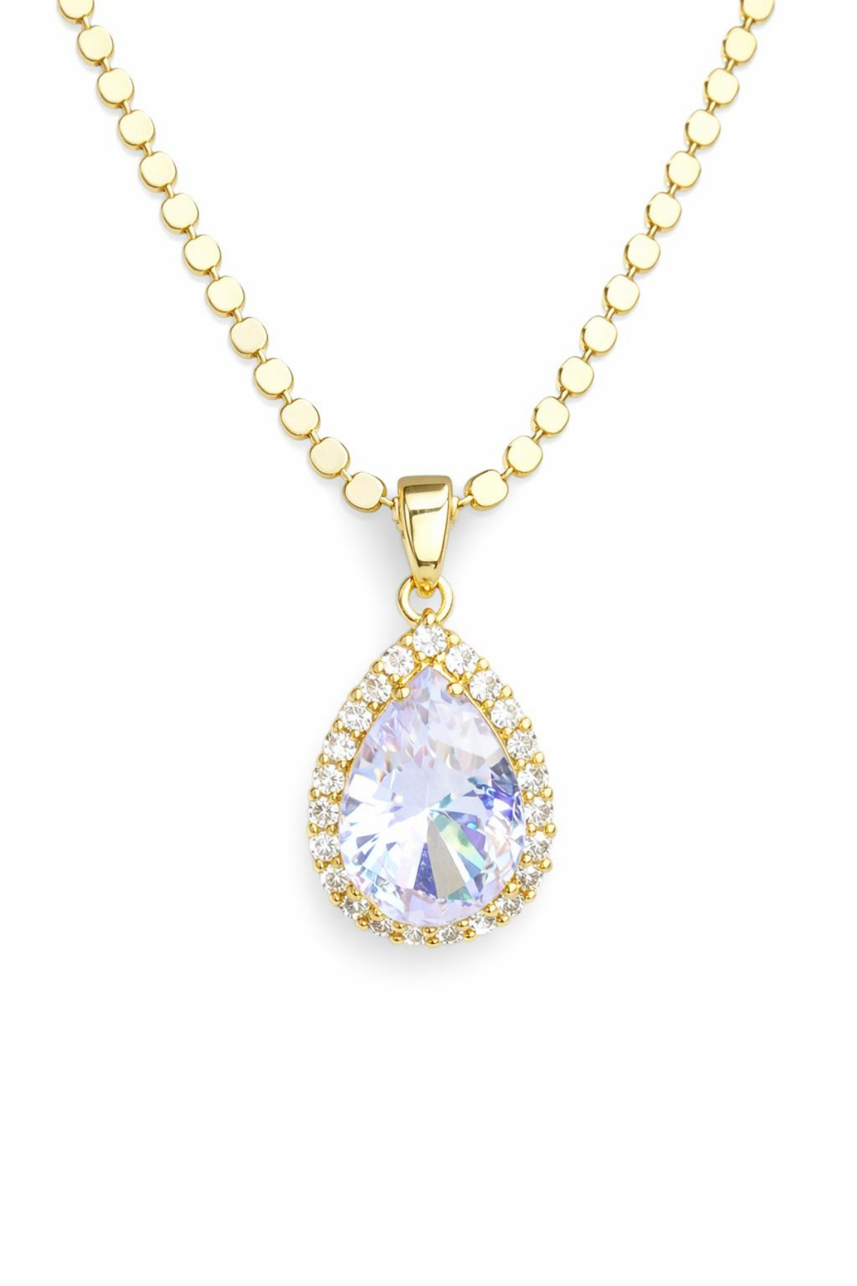 Ezme Çelik Zincirli Büyük Zirkon Damla Taş Kadın Çelik Kolye