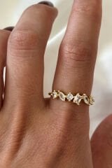 İthal Seri Karışık Zarif Zirkon Taşlı Ayarlanabilir Kadın Çelik Yüzük