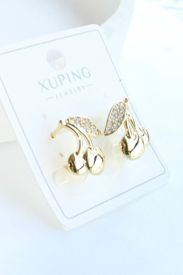 Kiraz Tasarım Xuping 14 K Gold Kadın Çelik Küpe Gold