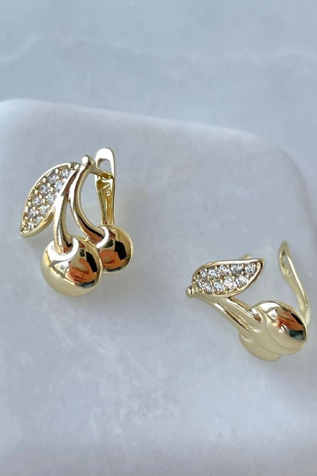 Kiraz Tasarım Xuping 14 K Gold Kadın Çelik Küpe Gold