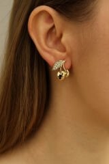 Kiraz Tasarım Xuping 14 K Gold Kadın Çelik Küpe Gold