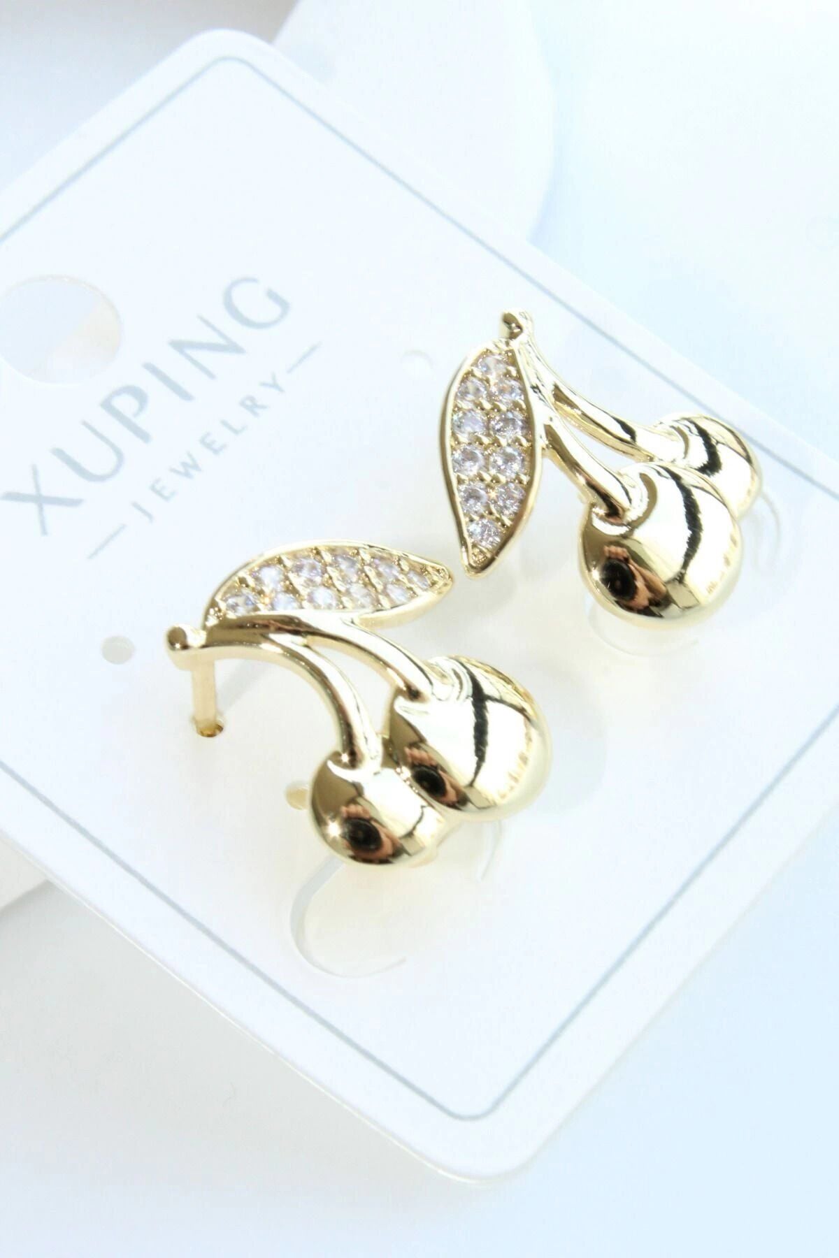 Kiraz Tasarım Xuping 14 K Gold Kadın Çelik Küpe Gold