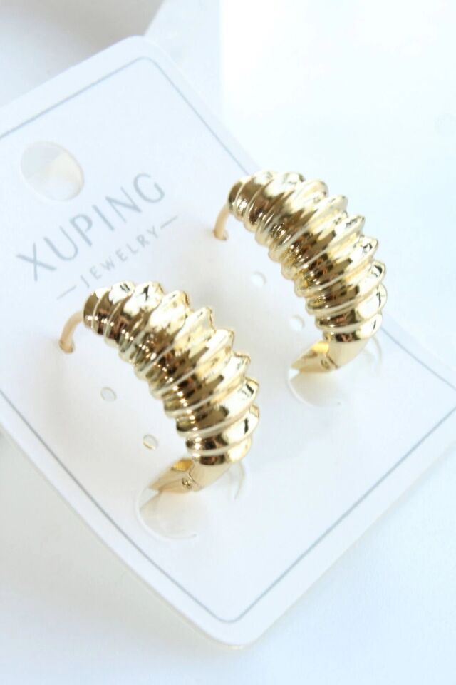 Burgu Tasarım Xuping 14 K Gold Kadın Çelik Küpe Gold
