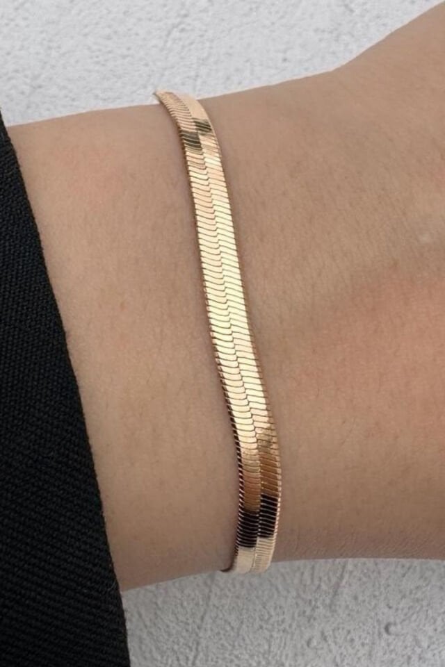 Kararmaz Renk Atmaz Xuping Rose Gold İtalyan Zincir Minimal Kadın Çelik Bileklik
