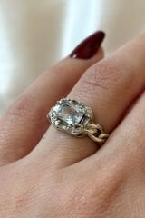 Özel Üretim Zincirli Baget Tek Taş Tasarım Ayarlanabilir Kadın Çelik Yüzük