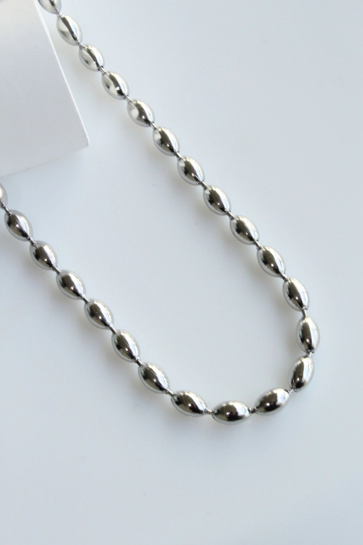 Exclusive Seri Oval Kesim Top Zincir Model Kadın Çelik Kolye