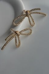 Premium Seri İthal Zirkon Taş Kaplama Büyük Fiyonk Model Kararmayan Şık Tasarım Kadın Küpe