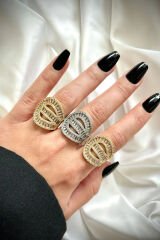 Yeni Sezon Baget Taşlı Özel Tasarım Gemici Düğüm Büyük Sarmal Ayarlanabilir Kadın Çelik Yüzük