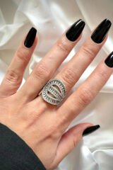 Yeni Sezon Baget Taşlı Özel Tasarım Gemici Düğüm Büyük Sarmal Ayarlanabilir Kadın Çelik Yüzük