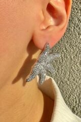 Premium Seri İthal  Zirkon Taş Kaplama Deniz Yıldızı Model Kararmayan Şık Tasarım Kadın Küpe