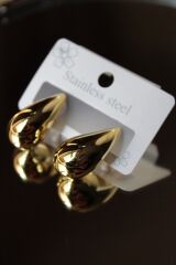 Premium Seri Cilalı Damla Model Kadın Çelik Küpe