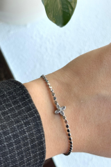 V.İ.P Seri Ezme Zincirli Yonca Çiçek Model Renk Atmaz Kararmaz Garantili Kadın Çelik Bileklik