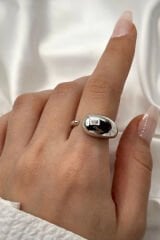 Premium Seri Cilalı Droplet Tasarım Kadın Çelik Yüzük